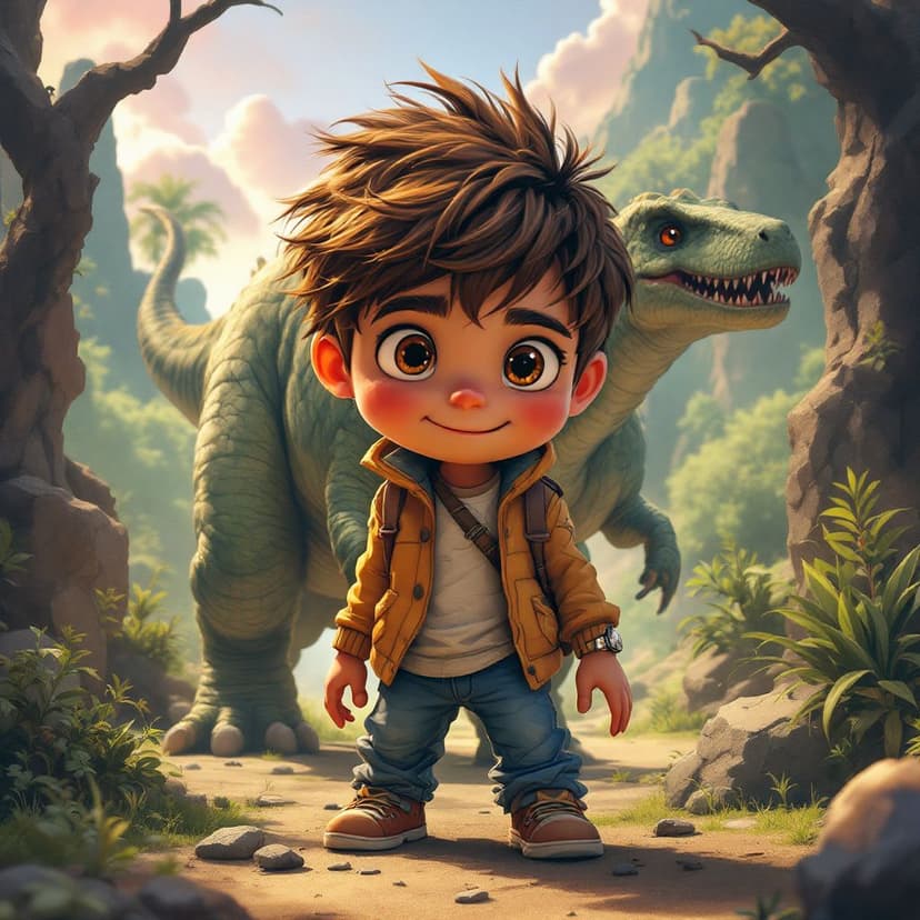 Alexander's Dinosaur Time Travel: Meeting friendly dinosaurs in prehistoric times story preview