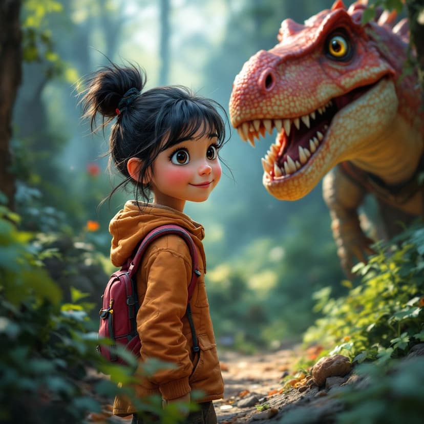 Aria's Dinosaur Time Travel: Meeting friendly dinosaurs in prehistoric times story preview