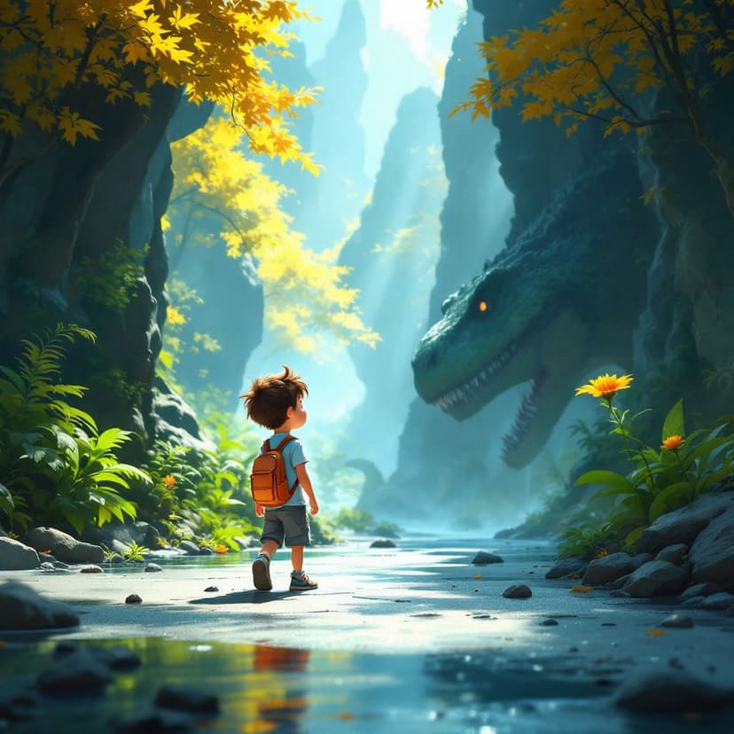 Asher's Dinosaur Time Travel: Meeting friendly dinosaurs in prehistoric times story preview
