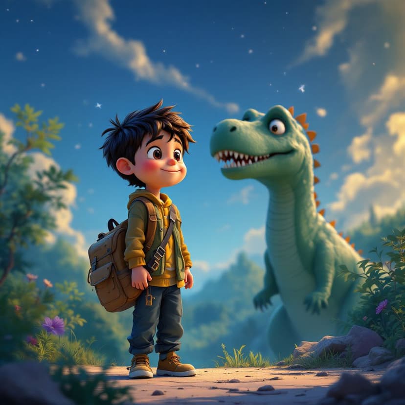 Daniel's Dinosaur Time Travel: Meeting friendly dinosaurs in prehistoric times story preview