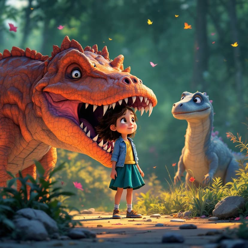 Elizabeth's Dinosaur Time Travel: Meeting friendly dinosaurs in prehistoric times story preview
