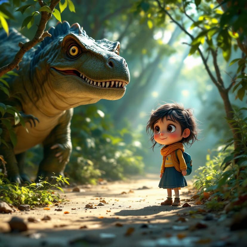 Emma's Dinosaur Time Travel: Meeting friendly dinosaurs in prehistoric times story preview