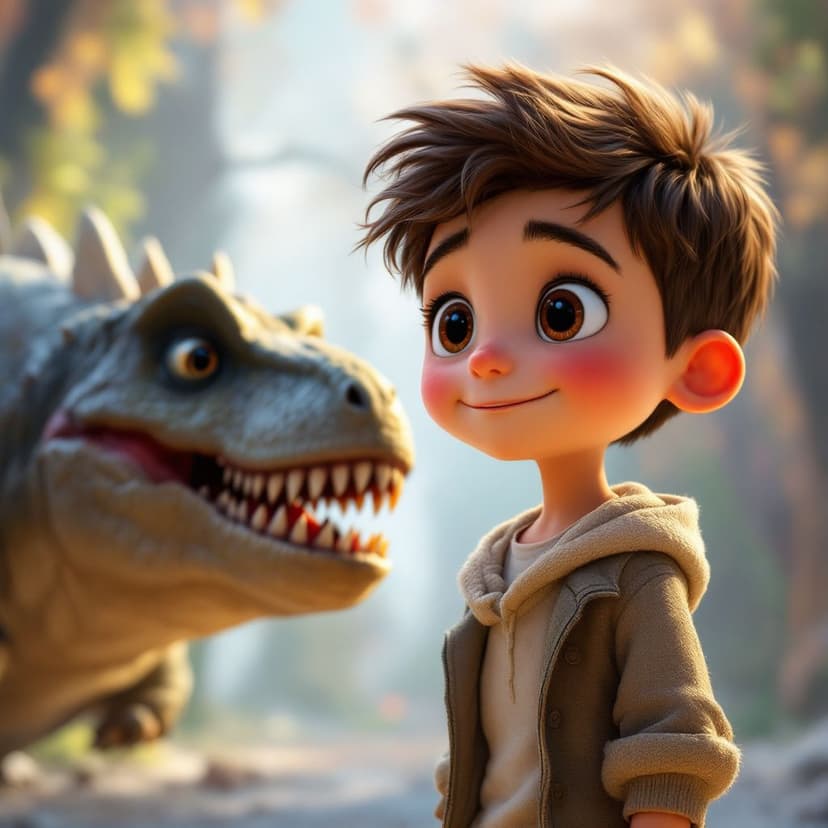 Ethan's Dinosaur Time Travel: Meeting friendly dinosaurs in prehistoric times story preview