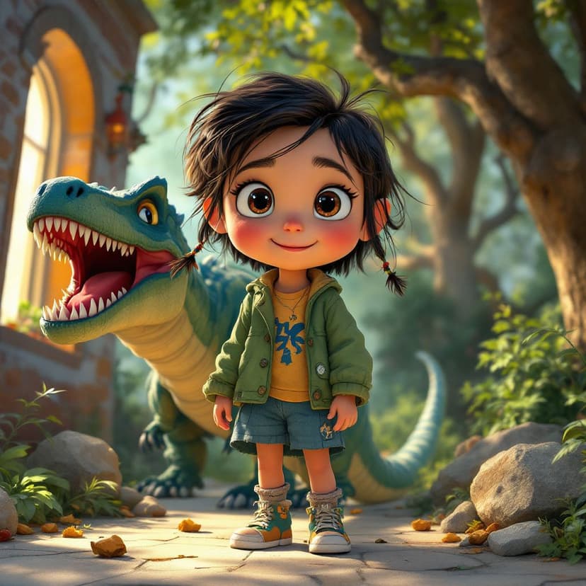 Gianna's Dinosaur Time Travel: Meeting friendly dinosaurs in prehistoric times story preview