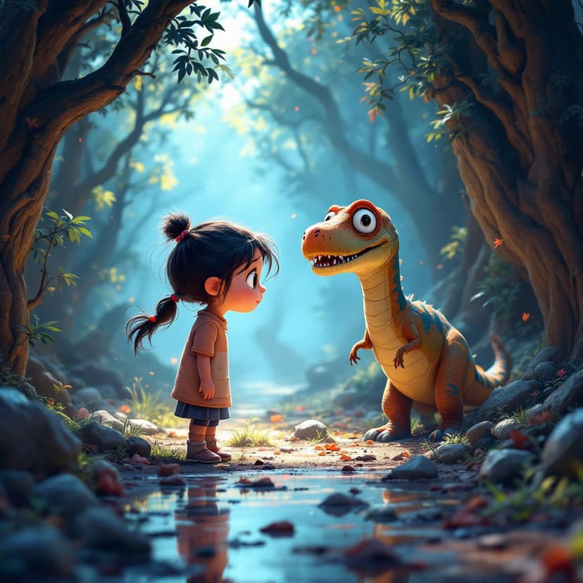 Hazel's Dinosaur Time Travel: Meeting friendly dinosaurs in prehistoric times story preview