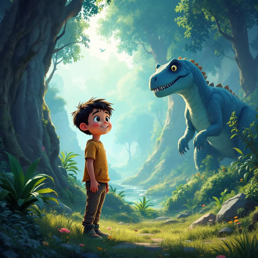 Lucas's Dinosaur Time Travel: Meeting friendly dinosaurs in prehistoric times story preview
