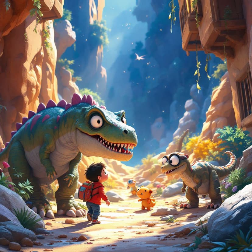 Michael's Dinosaur Time Travel: Meeting friendly dinosaurs in prehistoric times story preview