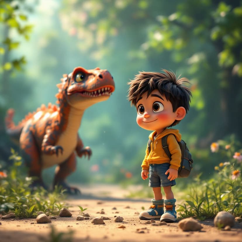 Noah's Dinosaur Time Travel: Meeting friendly dinosaurs in prehistoric times story preview