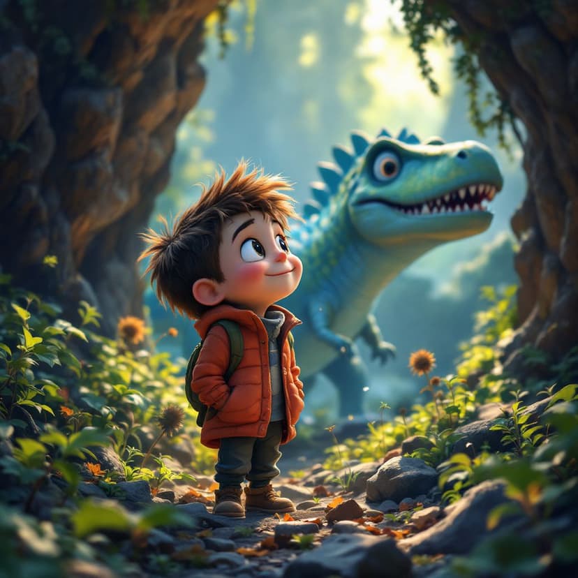 Owen's Dinosaur Time Travel: Meeting friendly dinosaurs in prehistoric times story preview