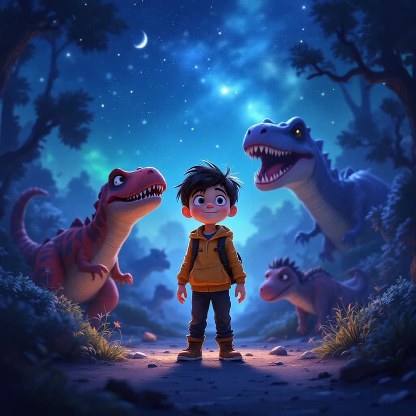 Sebastian's Dinosaur Time Travel: Meeting friendly dinosaurs in prehistoric times story preview