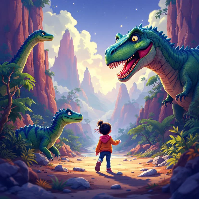 Sofia's Dinosaur Time Travel: Meeting friendly dinosaurs in prehistoric times story preview