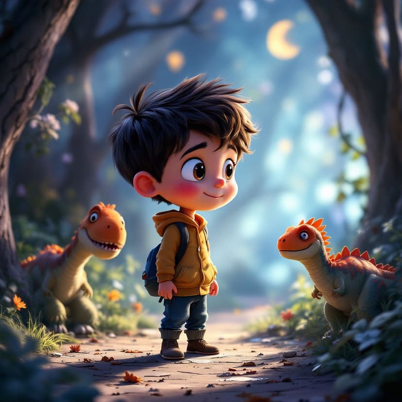William's Dinosaur Time Travel: Meeting friendly dinosaurs in prehistoric times story preview