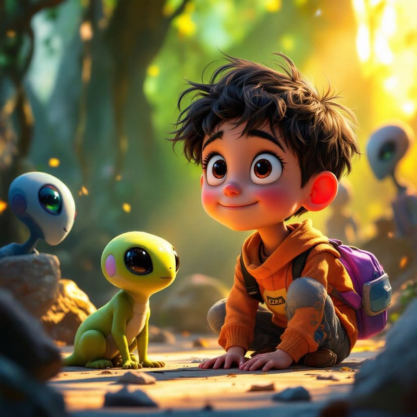 Ezra's Alien Planet: Exploring a new world with alien friends story preview
