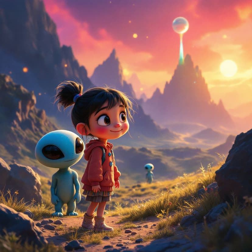 Olivia's Alien Planet: Exploring a new world with alien friends story preview