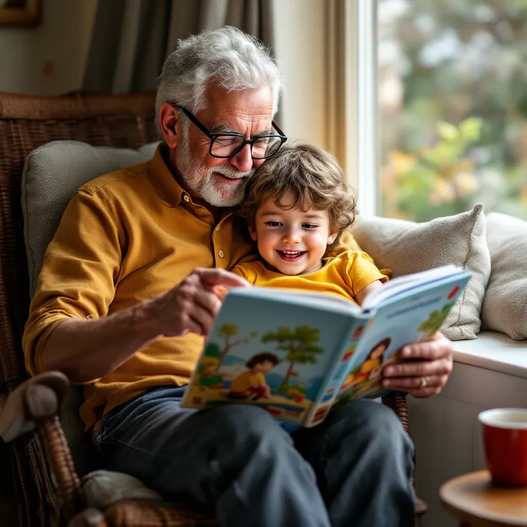 Grandparent reading a StoryBurst book with grandchild